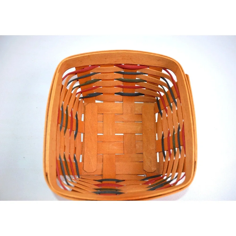 Longaberger 1997 Heartland Medium Square Basket W/ Multicolor Accent Weave